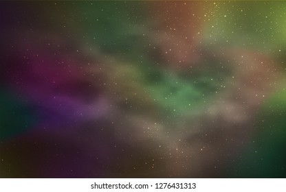 Dark Green, Yellow vector texture with milky way stars. Glitter abstract illustration with colorful cosmic stars. Pattern for futuristic ad, booklets.