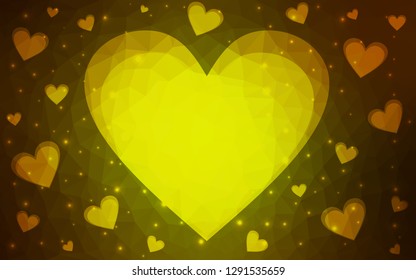 Dark Green, Yellow vector  texture with lovely hearts. Beautiful colored illustration with hearts in celebration style. Pattern for marriage gifts, congratulations.