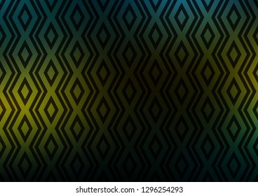 Dark Green, Yellow vector texture with lines, rhombuses. Colorful illustration with lines, cubes on abstract template. Pattern for ads, posters, banners.