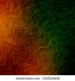 Dark Green, Yellow vector texture with curves. Colorful illustration in circular style with lines. Best design for your posters, banners.