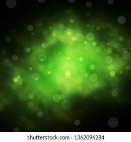 Dark Green, Yellow vector texture with circles. Illustration with set of shining colorful abstract spheres. Pattern for websites, landing pages.