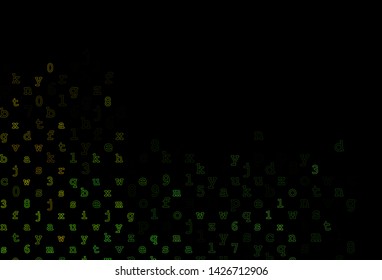 Dark Green, Yellow vector texture with ABC characters. Blurred design in simple style with signs of alphabet. The pattern can be used as ads, poster, banner for books.