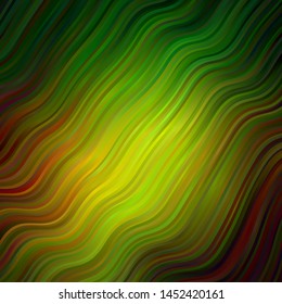 Dark Green, Yellow vector texture with circular arc. Colorful illustration in abstract style with bent lines. Pattern for websites, landing pages.