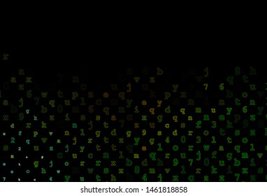 Dark Green, Yellow vector texture with ABC characters. Abstract illustration with colored latin alphabet. Smart design for your business advert of university.