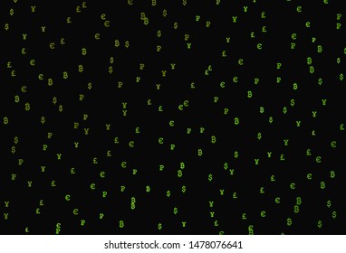 Dark Green, Yellow vector texture with colored currency signs. Shining colored illustration with currency signs. Template for ads of currency markets, bank loans.