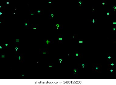 Dark Green, Yellow vector texture with mathematic symbols. Illustration with Numeral symbols on abstract template. Template for landing page of typography.