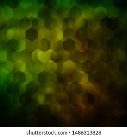 Dark Green, Yellow vector texture with colorful hexagons. Illustration with set of colorful hexagons. Pattern for texture of wallpapers.