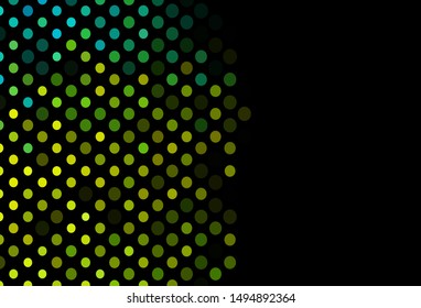 Dark Green, Yellow vector texture with disks. Illustration with set of shining colorful abstract circles. Pattern of water, rain drops.