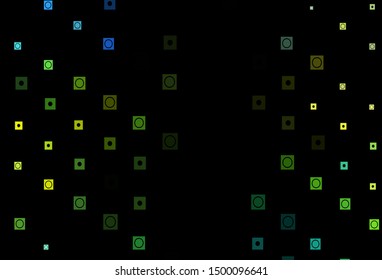 Dark Green, Yellow vector texture in rectangular, circular style. Glitter abstract illustration with shapes of rectangles, circles. Pattern for commercials.