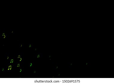 Dark Green, Yellow vector texture with musical notes. Modern abstract illustration with melody keys. Pattern for festival leaflets.