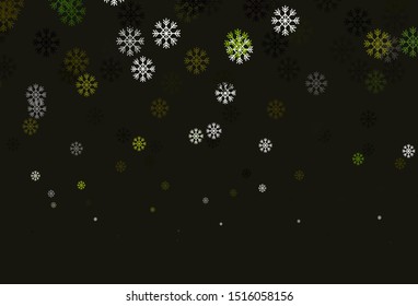 Dark Green, Yellow vector texture with colored snowflakes. Colorful snowflakes with gradient on abstract background. New year design for poster, banner.