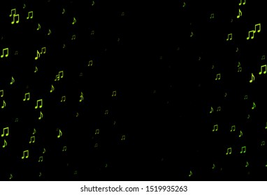 Dark Green, Yellow vector texture with musical notes. Abstract illustration with colorful symbols of melody. Template for fasion magazines.