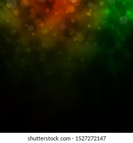 Dark Green, Yellow vector texture with disks. Glitter abstract illustration with colorful drops. Pattern for business ads.