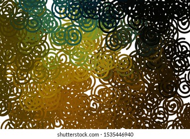 Dark Green, Yellow vector texture with curved lines. Colorful illustration in abstract style with gradient. Pattern for your business design.