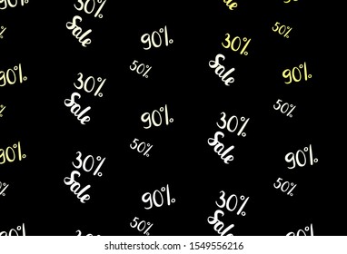 Dark Green, Yellow vector texture with selling prices 30, 50, 90 %. Gradient illustration with discount signs on white backdrop. Template for season sales, shopping ads.