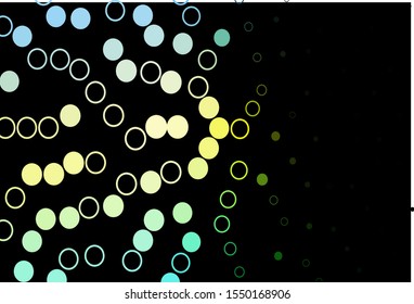 Dark Green, Yellow vector texture with disks. Blurred bubbles on abstract background with colorful gradient. Design for business adverts.