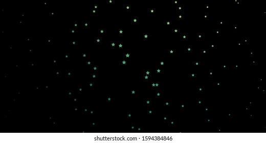 Dark Green, Yellow vector texture with beautiful stars. Blur decorative design in simple style with stars. Pattern for wrapping gifts.
