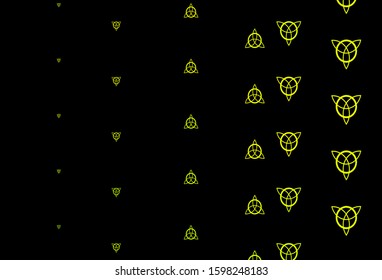 Dark Green, Yellow vector texture with religion symbols. Retro design in abstract style with witchcraft forms. Simple base for your occult design.
