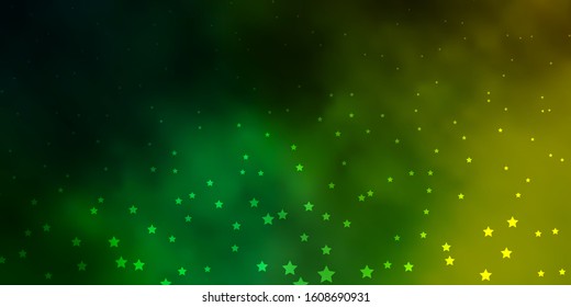 Dark Green, Yellow vector texture with beautiful stars. Modern geometric abstract illustration with stars. Pattern for new year ad, booklets.