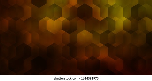 Dark Green, Yellow vector texture with colorful hexagons. Illustration with set of colorful hexagons. Design for website posters, banners.