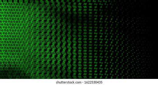 Dark Green, Yellow vector texture with religion symbols. Colorful vintage illustration with gradient alchemy shapes. Background for esoteric, mystic designs.
