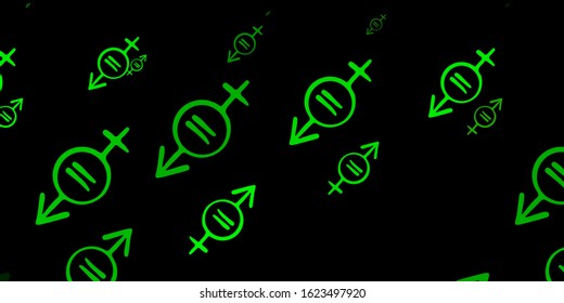 Dark Green, Yellow vector texture with women's rights symbols. Simple design in abstract style with women’s rights activism. Design for International Women’s Day.