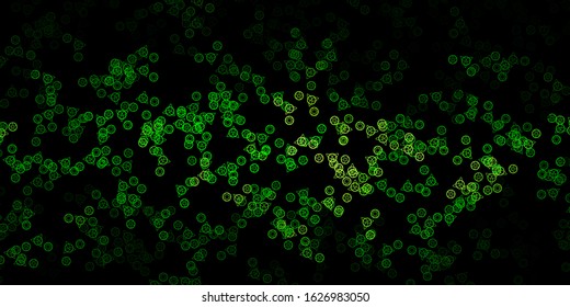 Dark Green, Yellow vector texture with religion symbols. Colorful mystic symbols with a gradient in ancient style. Simple design for occult depiction.