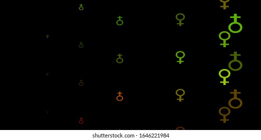 Dark Green, Yellow vector texture with women's rights symbols. Simple design in abstract style with women’s rights activism. Simple design for your web site.