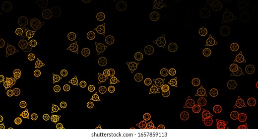 Dark Green, Yellow vector texture with religion symbols. Retro design in abstract style with witchcraft forms. Simple base for your occult design.