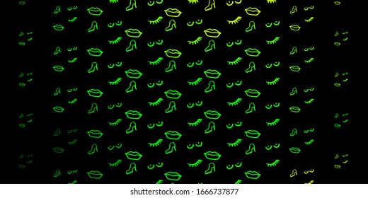 Dark Green, Yellow vector texture with women's rights symbols. Colorful illustration with gradient feminism shapes. Background for International Women’s Day.