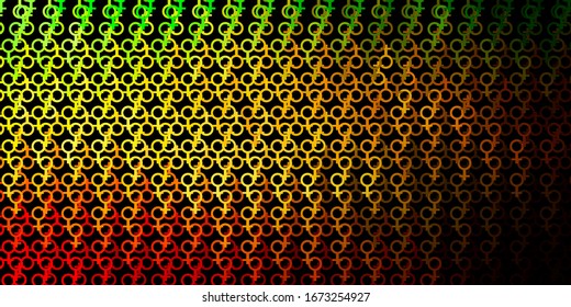 Dark Green, Yellow vector texture with religion symbols. Illustration with magical signs of spiritual power. Simple design for occult depiction.