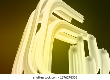 Dunkelgrüne, gelbe Vektorillustration-Textur mit geschwungenen Linien. Eine elegante, helle Illustration mit Farbverlauf. Eine komplett neue Vorlage für Ihr Design.