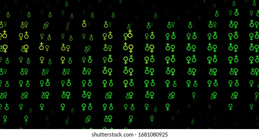 Dark Green, Yellow vector texture with religion symbols. Colorful vintage illustration with gradient alchemy shapes. Best design halloween events.
