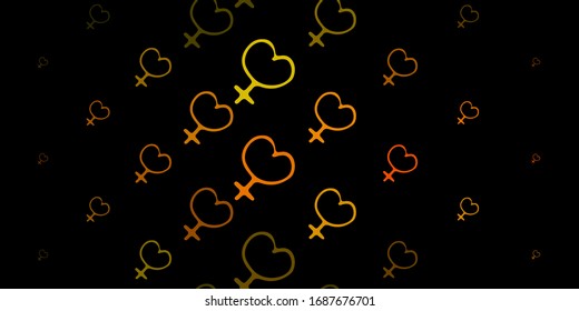 Dark Green, Yellow vector texture with women's rights symbols. Illustration with signs of women's strength and power. Background for International Women’s Day.