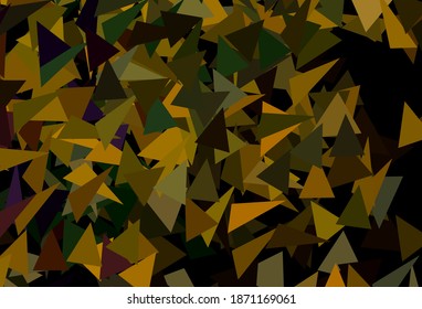 Dark Green, Yellow vector texture with triangular style. Beautiful illustration with triangles in nature style. Background for a cell phone.