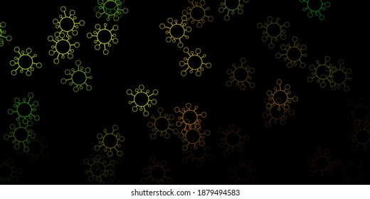 Dark green, yellow vector texture with disease symbols. Colorful  gradient illness symbols in simple abstract style. Simple design against epidemic information.