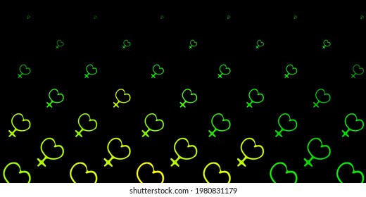 Dark Green, Yellow vector texture with women's rights symbols. Illustration with signs of women's strength and power. Simple design for your web site.