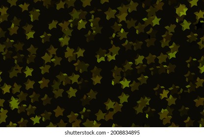 Dark Green, Yellow vector texture with beautiful stars. Blurred decorative design in simple style with stars. Pattern for astronomy websites.