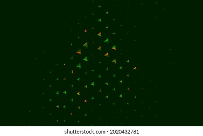 Verde oscuro, textura vectorial amarilla con estilo triangular. Ilustración de gradiente abstracta con triángulos. Fondo para un teléfono móvil.