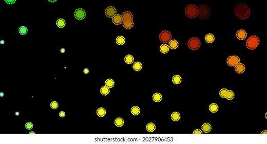 Dark green, yellow vector texture with disease symbols. Colorful abstract illustration with gradient medical shapes. Design for biohazard warning.