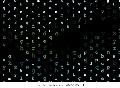 Dark green, yellow vector texture with ABC characters. Colored alphabet signs with gradient on white background. Smart design for your business advert of university.