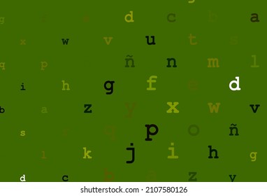 Dark green, yellow vector texture with ABC characters. Shining illustration with ABC symbols on abstract template. Smart design for your business advert of university.