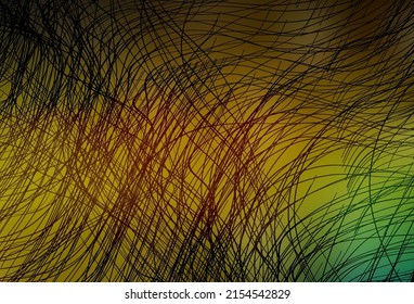 Dark Green, Yellow vector texture with wry lines. A sample with colorful lines, shapes. Pattern for your design.