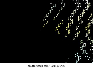 Dark Green, Yellow vector texture with musical notes. Shining illustration of colorful gradient music notes. Modern design for wallpapers.