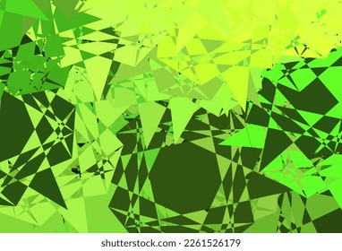 Dunkelgrüne, gelbe Vektorstruktur mit zufälligen Dreiecken. Webmaterial-Illustration mit bunten abstrakten Dreiecken. Design für Ihre Bildschirmhintergründe.