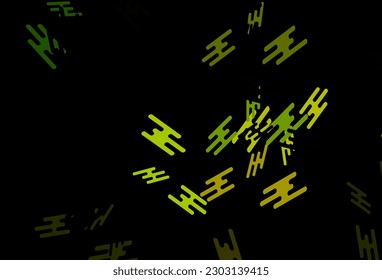 Verde oscuro, textura vectorial amarilla con líneas coloridas. Ilustración abstracta brillante con palos de color. Mejor diseño para tu anuncio, afiche, banner.