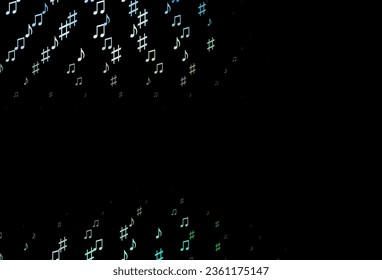Dark Green, Yellow vector texture with musical notes. Isolated colorful music keys on abstract background. Pattern for websites of musitians.