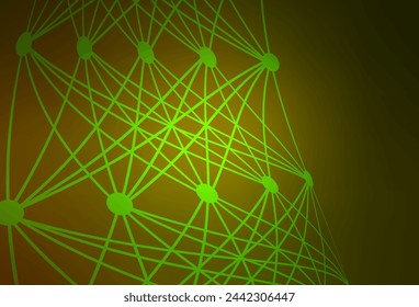 Textura vectorial verde oscuro, amarillo con concepto de inteligencia artificial. Diseño colorido en estilo simple con enlaces AI. Patrón para la ciencia, diseños futuristas.