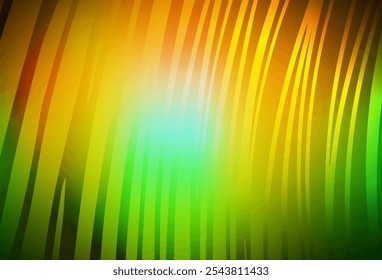 Dark Green, Yellow vector texture with curved lines. A shining illustration, which consists of curved lines. Pattern for your design.