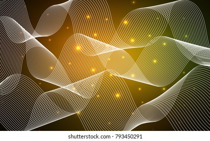 Dark Green, Yellow vector texture with birthday confetti. Decorative shining illustration with ribbons on abstract template. The pattern can be used for carnival, festival leaflets.